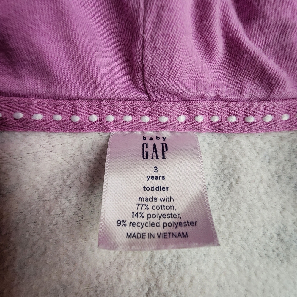 Baby Gap Logo Print Zip Hoodie Pink Blue White Girls 3 Years - Picture 7 of 8